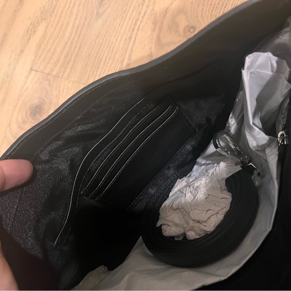 Vince Camuto - Black Pebbled Leather Purse with Silver Hardware and Zippers - Picture 8 of 9